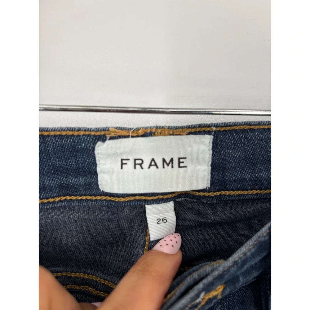 FRAME Jeans Womens 26 Blue Le High Straight Raw Hem Stretch‎ Denim Pants